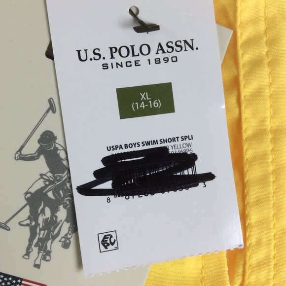 U.S. Polo Assn. Boys Swim Shorts Swim Trunks Size XL 14-16 Yellow Blue NWT - Picture 9 of 12